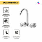 Asiatique Sink Mixer with Extended Swivel 'J' Spout Wall Mounted (OP-013), OPPO Series Premium Faucets & Mixers (Copy)