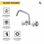 Asiatique Sink Mixer with Extended Swivel Spout Wall Mounted (OP-013EX), OPPO Series Premium Faucets & Mixers
