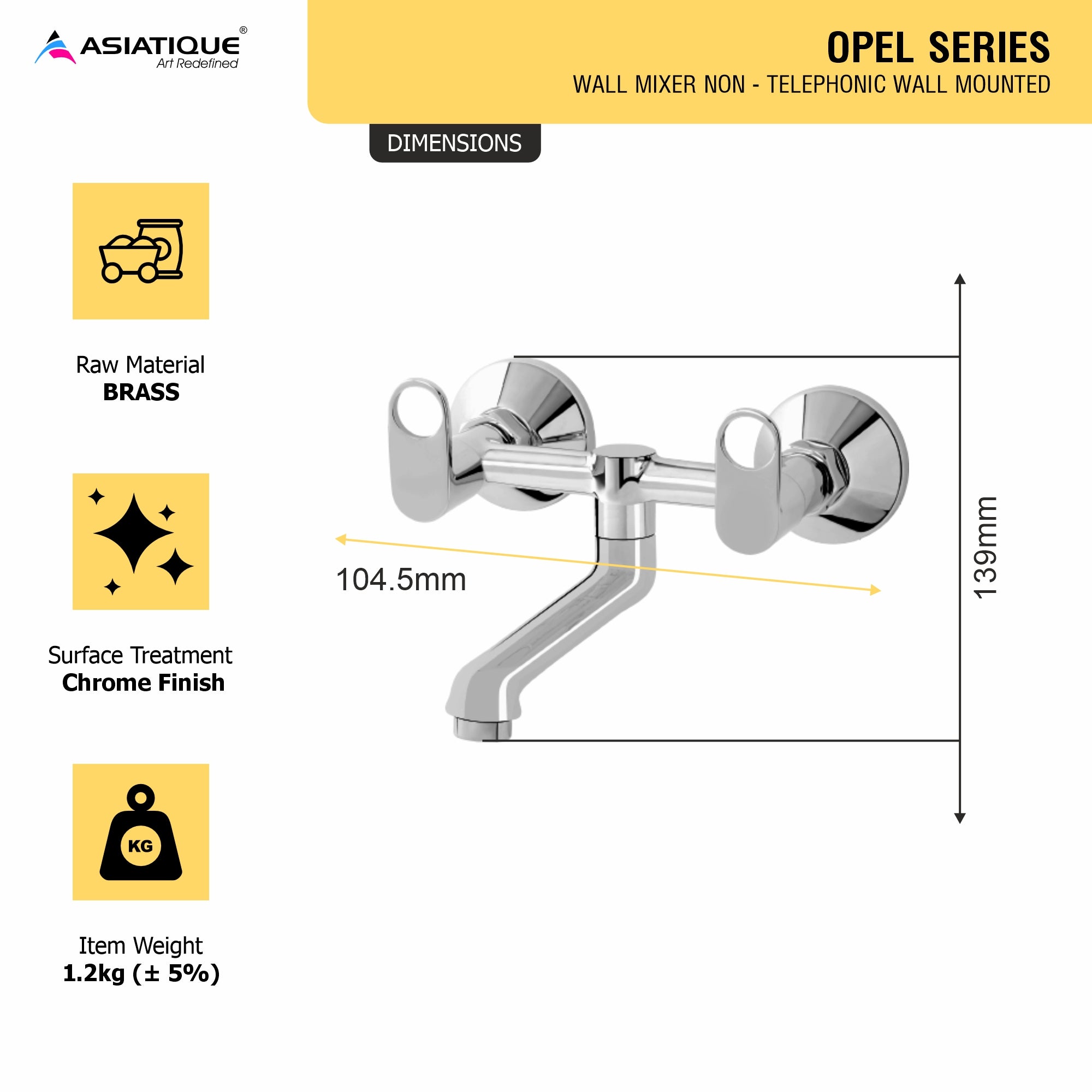 Asiatique Wall Mixer  Non Telephonic Wall Mounted (OP-014), OPPO Series Premium Faucets & Mixers
