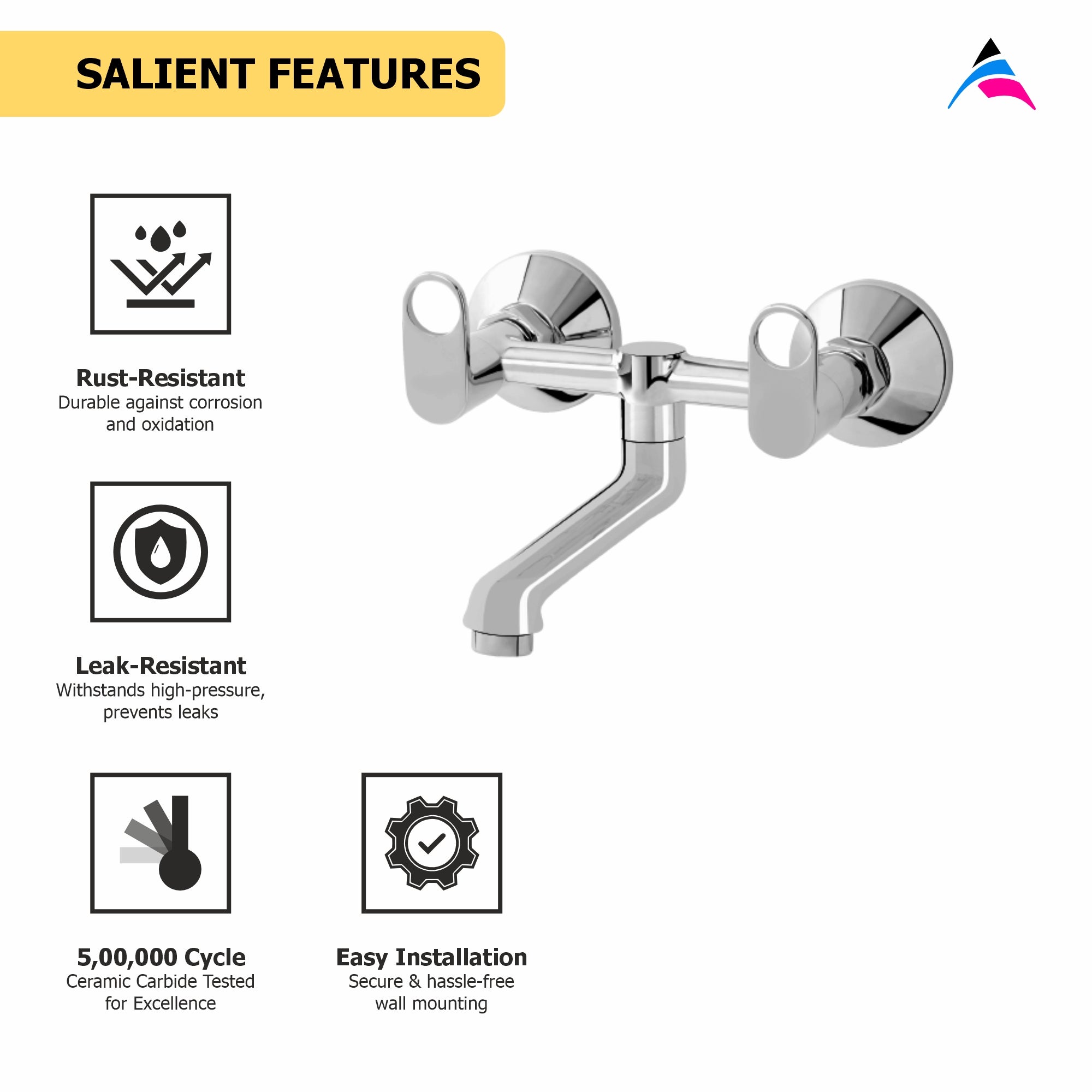 Asiatique Wall Mixer  Non Telephonic Wall Mounted (OP-014), OPPO Series Premium Faucets & Mixers