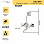 Asiatique Wall Mixer Telephonic With 'L' Bend for ARR .of O/H Shower (OP-017), OPPO Series Premium Faucets & Mixers