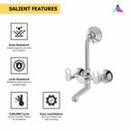 Asiatique Wall Mixer Telephonic With 'L' Bend for ARR .of O/H Shower (OP-017), OPPO Series Premium Faucets & Mixers