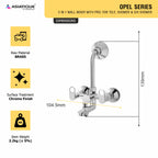Asiatique 3 in 1 Wall Mixer With Pro. for Tele. Shower & O/H Shower (OP-018), OPPO Series Premium Faucets & Mixers