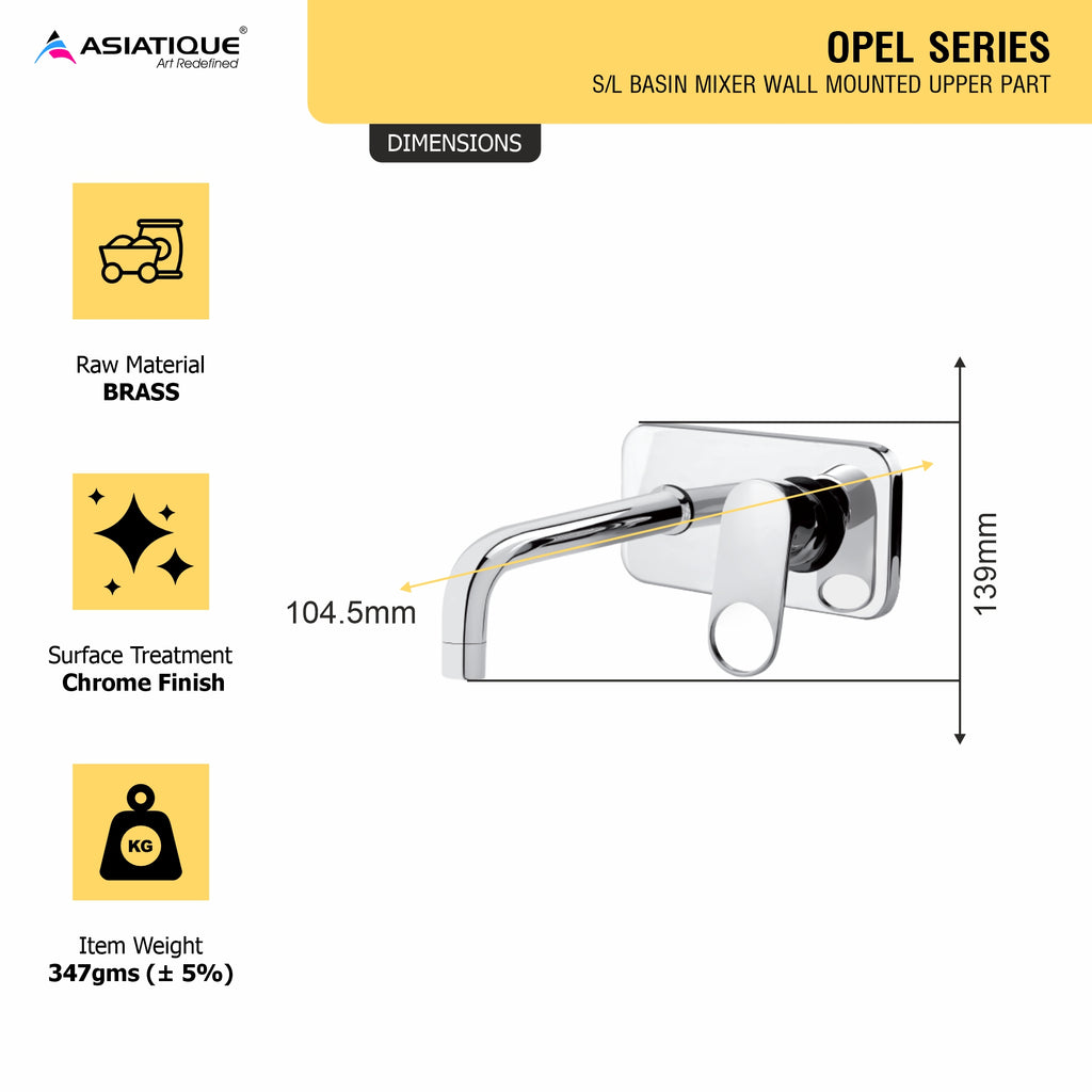 Asiatique S/L Basin Mixer Wall Mounted Upper Part  (OP-019U), OPPO Series Premium Faucets & Mixers