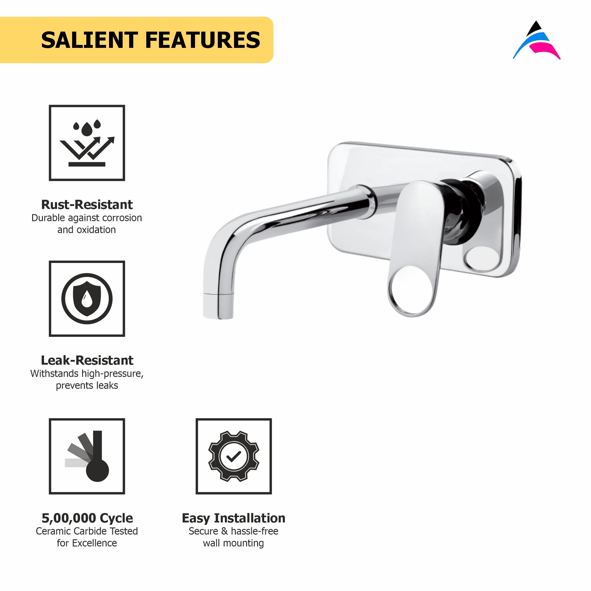 Asiatique S/L Basin Mixer Wall Mounted Upper Part  (OP-019U), OPPO Series Premium Faucets & Mixers