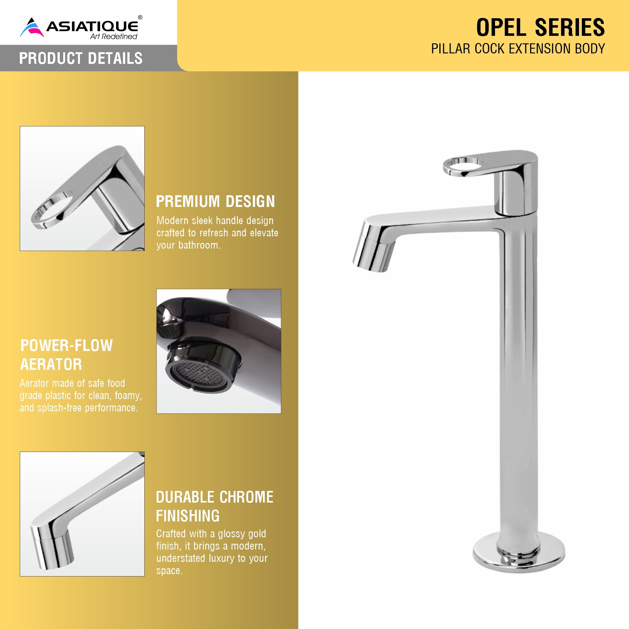 Asiatique Pillar Cock Extension Body   (OP-023), OPPO Series Premium Faucets & Mixers