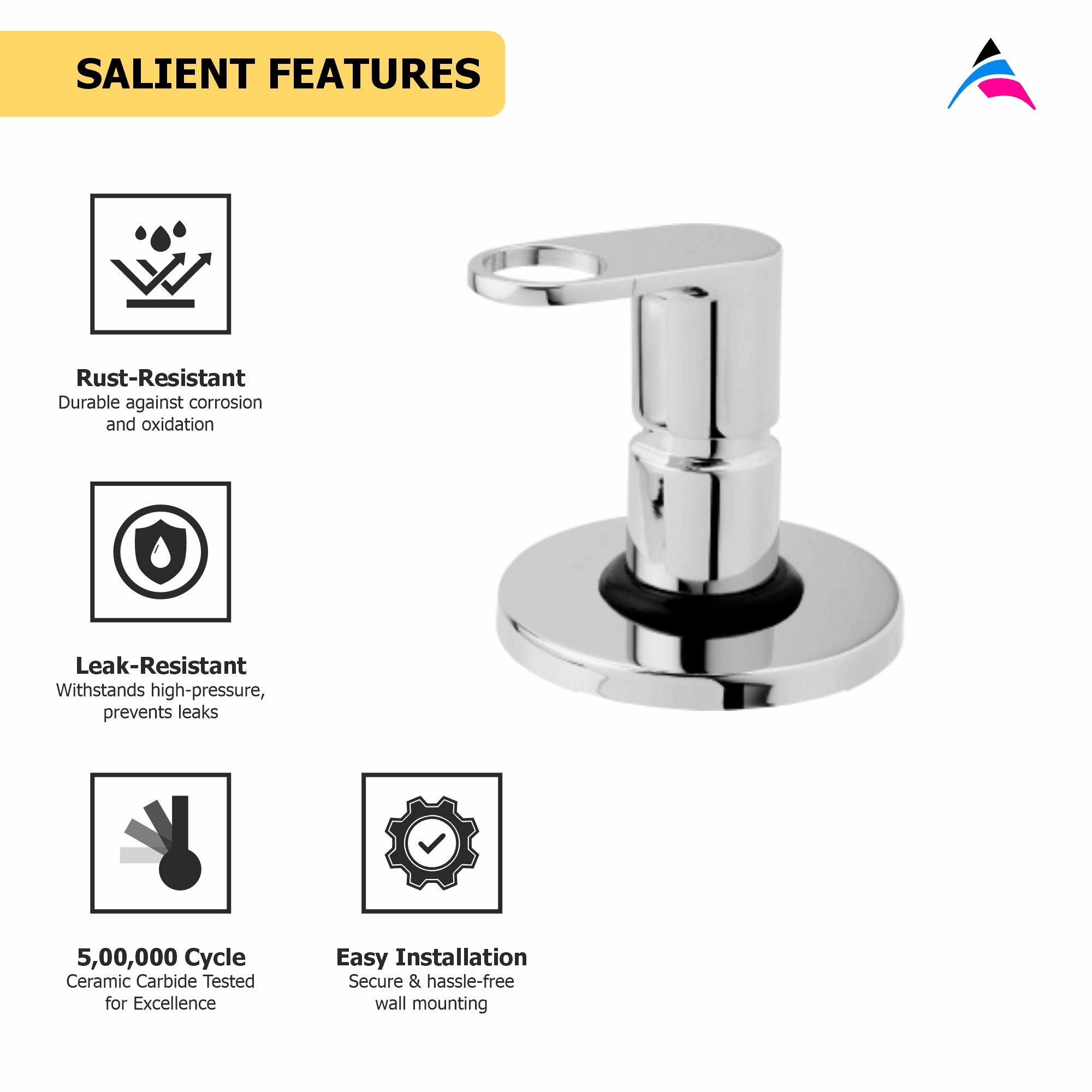 Asiatique Upper Parts Kit Glassy, Flange  & Handle for Con. & Flush Cock (OP-021U), OPPO Series Premium Faucets & Mixers (Copy)