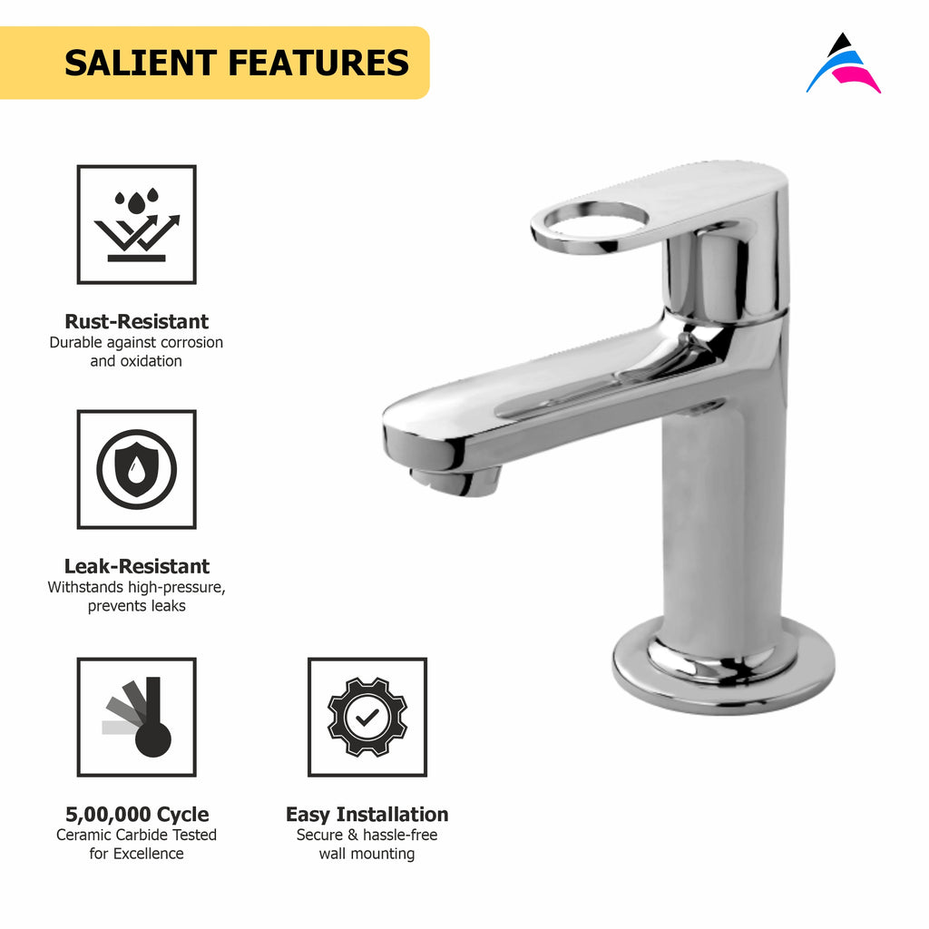 Asiatique Pillar Cock (OR-000), Ornamix Series Brass Faucets & Bath Fittings, Chrome Finish Premium Collection