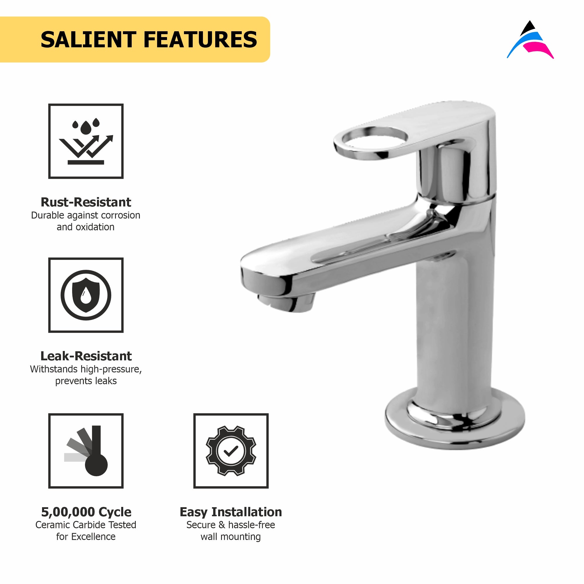 Asiatique Pillar Cock (OR-000), Ornamix Series Brass Faucets & Bath Fittings, Chrome Finish Premium Collection
