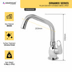 Asiatique Pillar Cock With Extended Swivel Spout (OR-002EX), Ornamix Series Brass Faucets & Bath Fittings, Chrome Finish Premium Collection