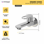 Asiatique Bib Cock Long Body With Wall Flange (OR-004), Ornamix Series Brass Faucets & Bath Fittings, Chrome Finish Premium Collection