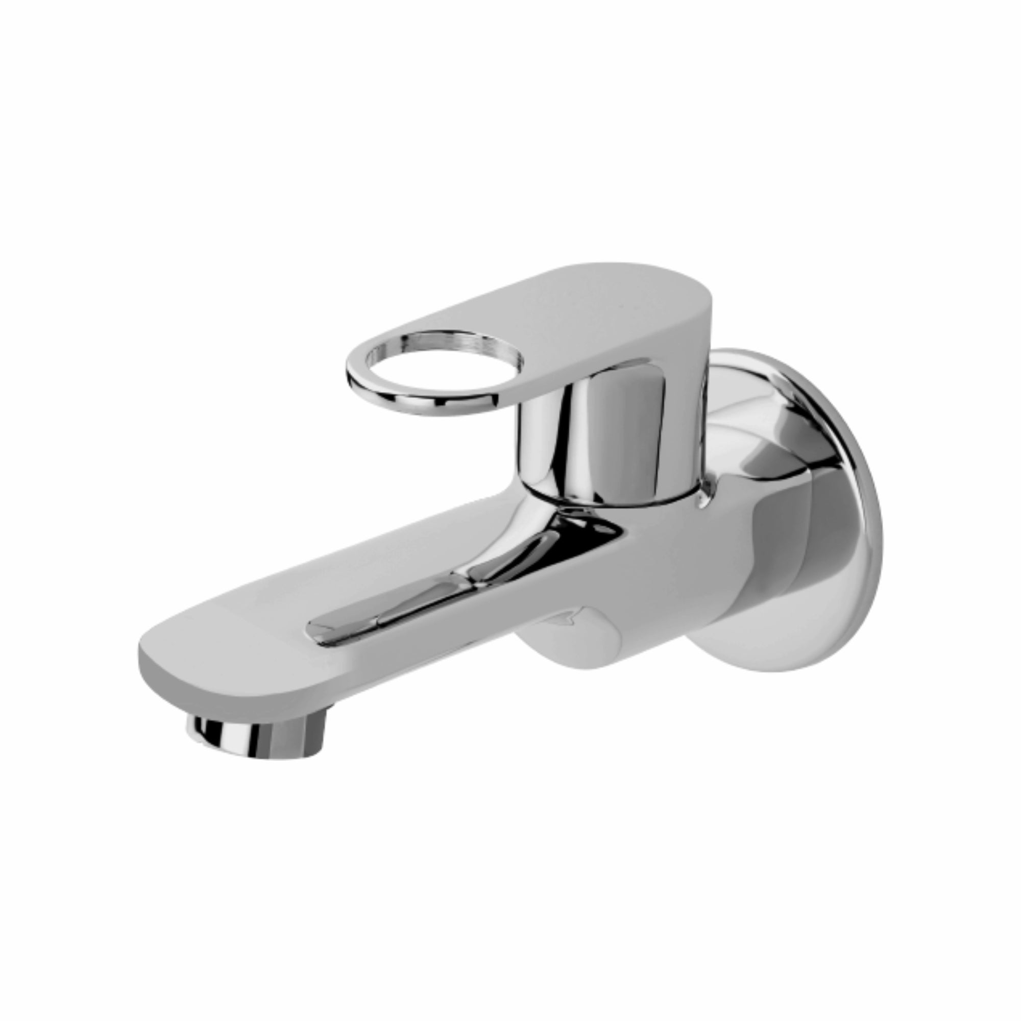 Asiatique Bib Cock Long Body With Wall Flange (OR-004), Ornamix Series Brass Faucets & Bath Fittings, Chrome Finish Premium Collection