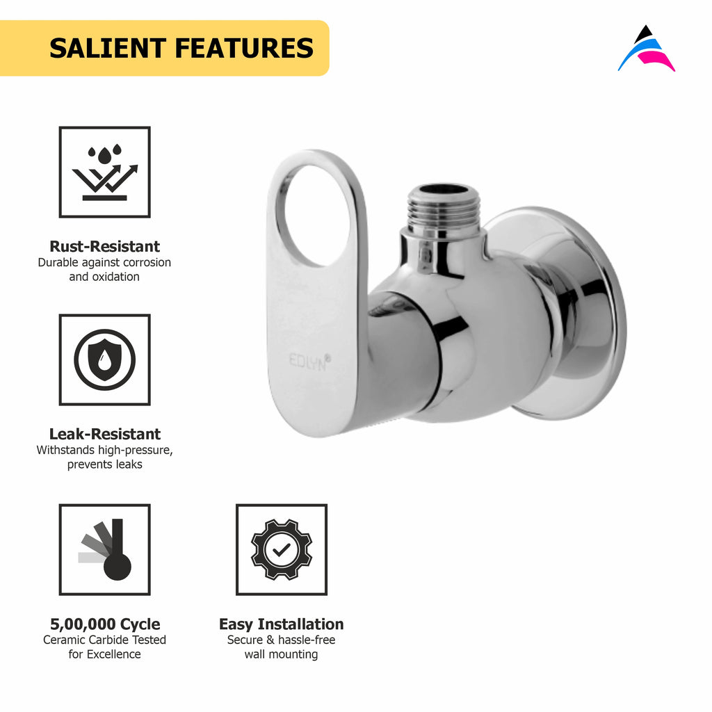 Asiatique Angle Cock With Wall Flange (OR-005), Ornamix Series Brass Faucets & Bath Fittings, Chrome Finish Premium Collection