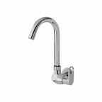 Asiatique Sink Cock With Swivel ‘J’ Spout Wall Mounted With Flange (OR-008), Ornamix Series Brass Faucets & Bath Fittings, Chrome Finish Premium Collection