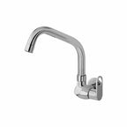 Asiatique Sink Cock With Extended Swivel Spout Wall Mounted With Flange (OR-008EX), Ornamix Series Brass Faucets & Bath Fittings, Chrome Finish Premium Collection