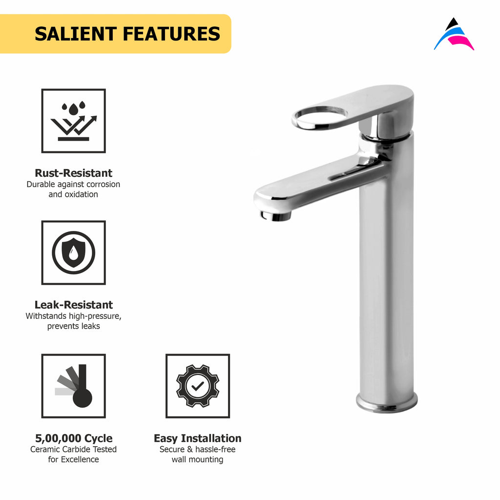 Asiatique S/L Basin Mixer With Extended Body Braided Hoses (OR-009EX), Ornamix Series Brass Faucets & Bath Fittings, Chrome Finish Premium Collection