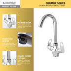 Asiatique C/H Basin Mixer With Swivel ‘J’ Spout (OR-011), Ornamix Series Brass Faucets & Bath Fittings, Chrome Finish Premium Collection