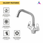 Asiatique C/H Basin Mixer With Extended Swivel Spout (OR-011EX), Ornamix Series Brass Faucets & Bath Fittings, Chrome Finish Premium Collection