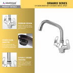 Asiatique C/H Basin Mixer With Extended Swivel Spout (OR-011EX), Ornamix Series Brass Faucets & Bath Fittings, Chrome Finish Premium Collection