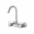 Asiatique Sink Mixer With Swivel ‘J’ Spout Wall Mounted (OR-013), Ornamix Series Brass Faucets & Bath Fittings, Chrome Finish Premium Collection