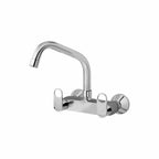 Asiatique Sink Mixer With Extended Swivel Spout Wall Mounted (OR-013EX), Ornamix Series Brass Faucets & Bath Fittings, Chrome Finish Premium Collection