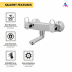 Asiatique Wall Mixer Non-Telephonic Wall Mounted (OR-014), Ornamix Series Brass Faucets & Bath Fittings, Chrome Finish Premium Collection