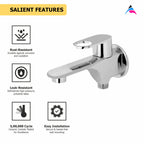 Asiatique S/L 2 in 1 Bib Cock With Wall Flange (OR-015SL), Ornamix Series Brass Faucets & Bath Fittings, Chrome Finish Premium Collection