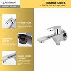 Asiatique S/L 2 in 1 Bib Cock With Wall Flange (OR-015SL), Ornamix Series Brass Faucets & Bath Fittings, Chrome Finish Premium Collection