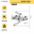 Asiatique Wall Mixer Telephonic With Crutch ARR. Of Tele. Shower (OR-016), Ornamix Series Brass Faucets & Bath Fittings, Chrome Finish Premium Collection