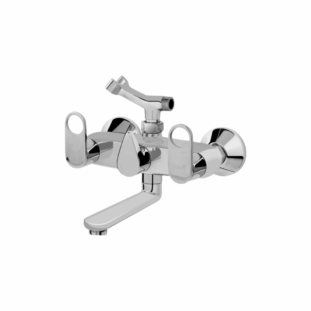 Asiatique Wall Mixer Telephonic With Crutch ARR. Of Tele. Shower (OR-016), Ornamix Series Brass Faucets & Bath Fittings, Chrome Finish Premium Collection