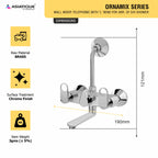 Asiatique Wall Mixer Telephonic With ‘L’ Bend for ARR. Of O/H Shower (OR-017), Ornamix Series Brass Faucets & Bath Fittings, Chrome Finish Premium Collection