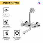 Asiatique Wall Mixer Telephonic With ‘L’ Bend for ARR. Of O/H Shower (OR-017), Ornamix Series Brass Faucets & Bath Fittings, Chrome Finish Premium Collection