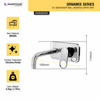 Asiatique S/L Basin Mixer Wall Mounted Upper Part (OR-019U), Ornamix Series Brass Faucets & Bath Fittings, Chrome Finish Premium Collection