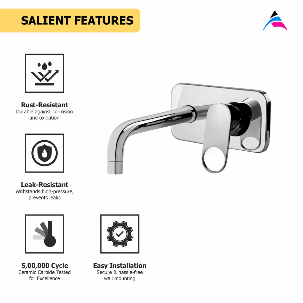 Asiatique S/L Basin Mixer Wall Mounted Upper Part (OR-019U), Ornamix Series Brass Faucets & Bath Fittings, Chrome Finish Premium Collection