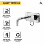 Asiatique S/L Basin Mixer Wall Mounted Upper Part (OR-019U), Ornamix Series Brass Faucets & Bath Fittings, Chrome Finish Premium Collection