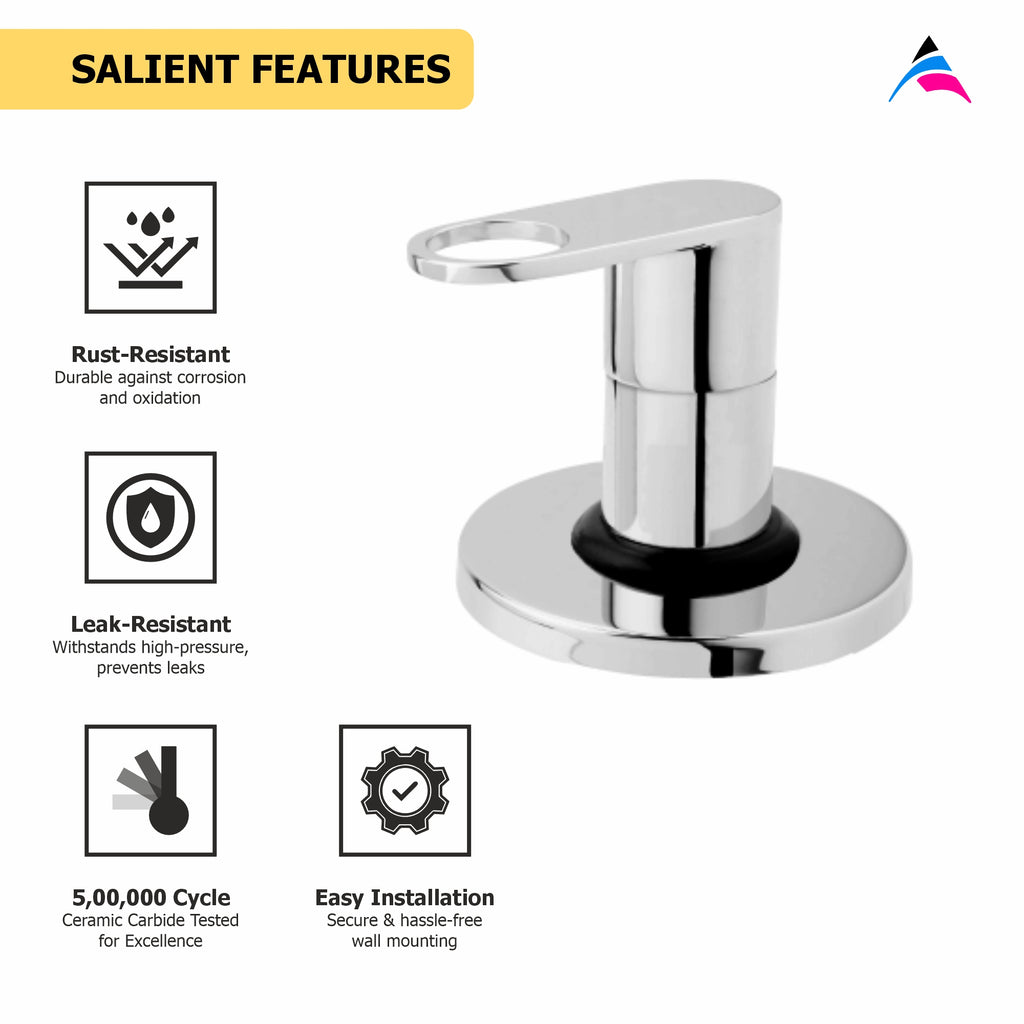 Asiatique Upper parts Kit Glassy, Flange & handle For Con. & Flush Cock (OR-021U), Ornamix Series Brass Faucets & Bath Fittings, Chrome Finish Premium Collection