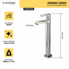 Asiatique Pillar Cock Extension Body (OR-023), Ornamix Series Brass Faucets & Bath Fittings, Chrome Finish Premium Collection