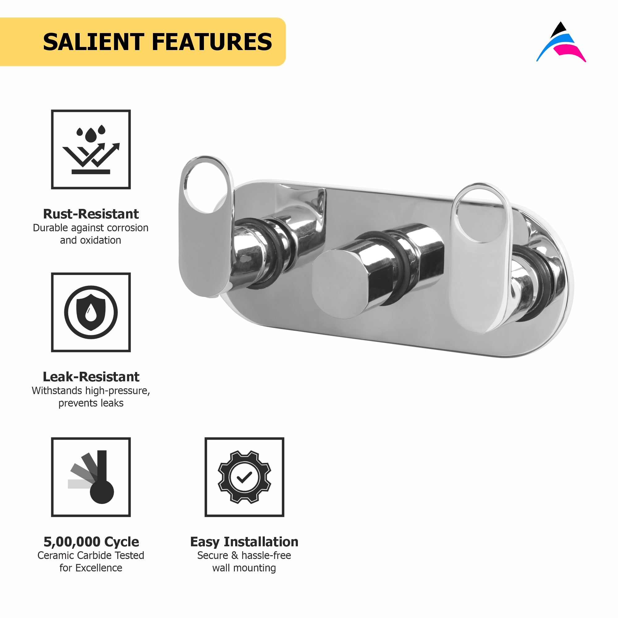 Asiatique Con. Wall Mixer Upper Part (OR-029 U), Ornamix Series Brass Faucets & Bath Fittings, Chrome Finish Premium Collection
