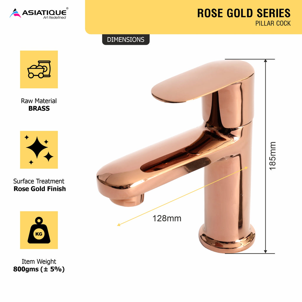 Asiatique Pillar Cock (ORG-000) | Premium Brass Rose Gold Bathroom Faucets Series