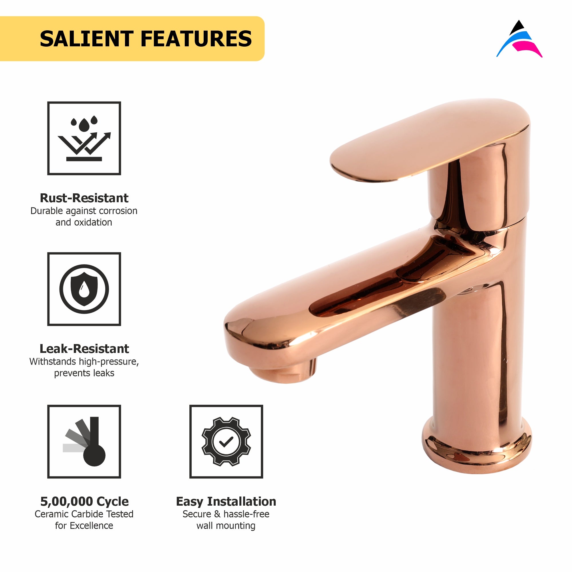 Asiatique Pillar Cock (ORG-000) | Premium Brass Rose Gold Bathroom Faucets Series