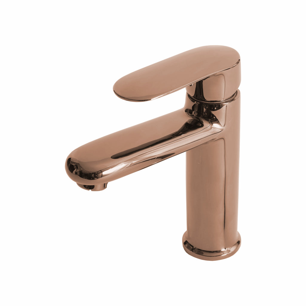 Asiatique S/L Basin Mixer With Braided Hoses (ORG-009) | Premium Brass Rose Gold Bathroom Faucets Series