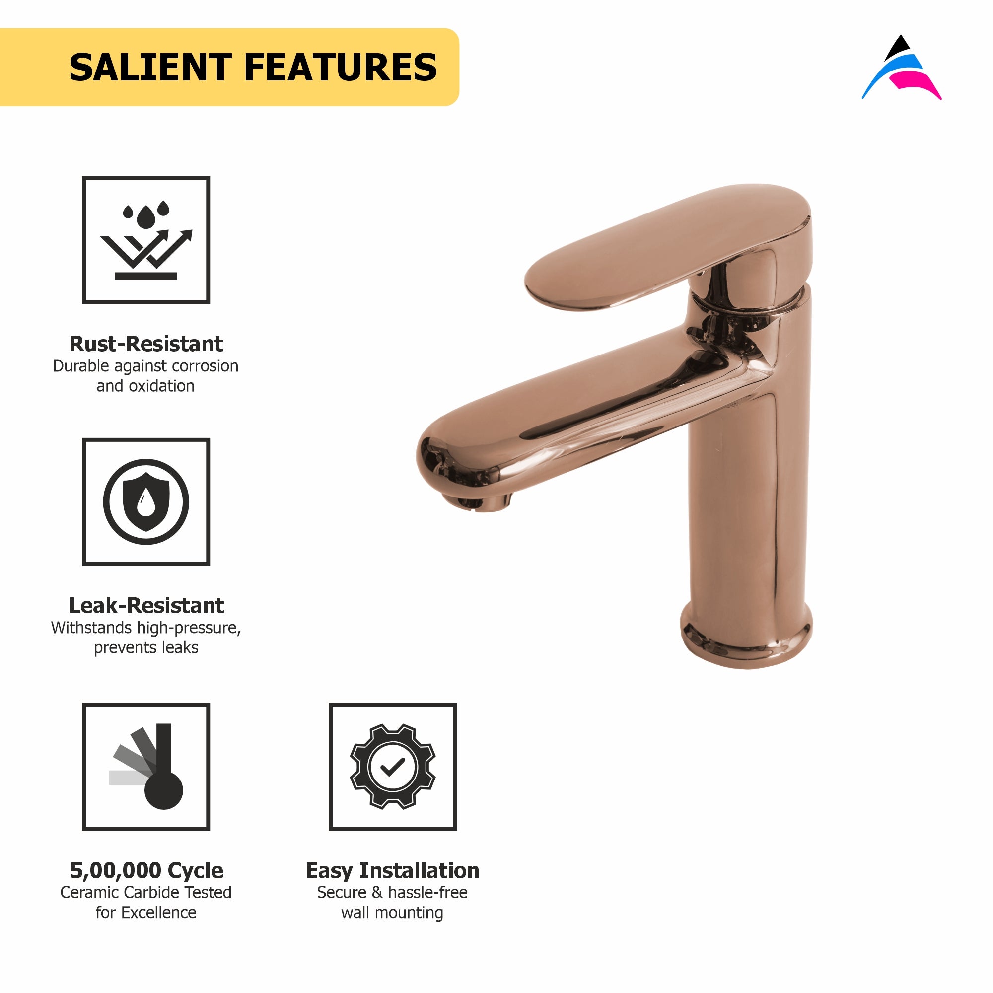 Asiatique S/L Basin Mixer With Braided Hoses (ORG-009) | Premium Brass Rose Gold Bathroom Faucets Series