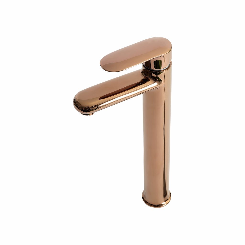 Asiatique S/L Basin Mixer With Extended Body With Braided Hoses (ORG-009EX) | Premium Brass Rose Gold Bathroom Faucets Series