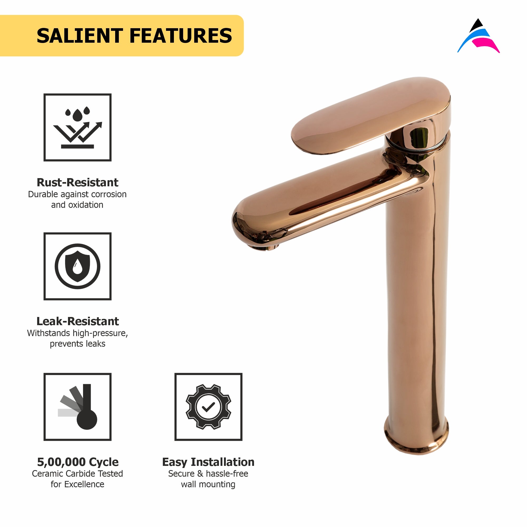 Asiatique S/L Basin Mixer With Extended Body With Braided Hoses (ORG-009EX) | Premium Brass Rose Gold Bathroom Faucets Series