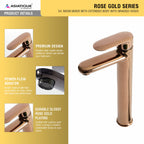 Asiatique S/L Basin Mixer With Extended Body With Braided Hoses (ORG-009EX) | Premium Brass Rose Gold Bathroom Faucets Series