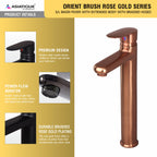 Asiatique S/L Basin Mixer With Extended Body With Braided Hoses - (ORG-009EX M) | Orient Brush Rose Gold Series Faucet (Tap)