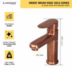 Asiatique S/L Basin Mixer With Braided Hoses - (ORG-009 M) | Orient Brush Rose Gold Series Faucet (Tap)