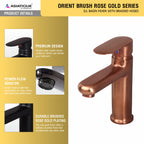 Asiatique S/L Basin Mixer With Braided Hoses - (ORG-009 M) | Orient Brush Rose Gold Series Faucet (Tap)