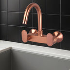 Asiatique Sink Mixer With Swivel ‘J’ Spout Wall Mounted - (ORG-013 M) | Orient Brush Rose Gold Series Faucet (Tap)
