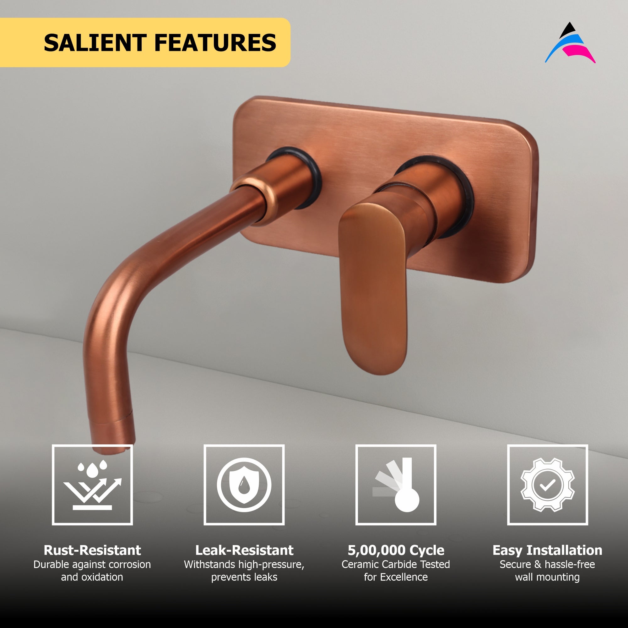 Asiatique S/L Basin Mixer Wall Mounted Full Set - (ORG-019 M) | Orient Brush Rose Gold Series Faucet (Tap)